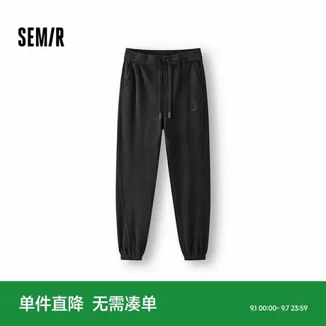 森马休闲裤男冬季摇粒绒宽松锥形裤纯色基础百搭抽绳裤子显瘦显高商品大图