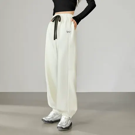 唐狮秋冬新款休闲长裤女宽松净色百搭卫裤束脚裤时尚潮流好看tuTA图片