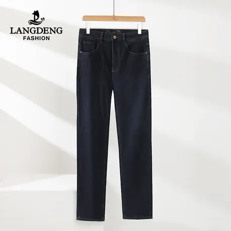 【含羊毛】浪登男士厚款牛仔裤2023秋冬直筒百搭舒适柔软长裤子男商品大图
