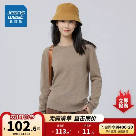 DS真维斯女装羊毛衫 2023秋冬新品 简约女款圆领保暖线衫针织衫女商品大图