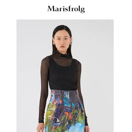Marisfrolg/玛丝菲尔女装优雅秋季新款专柜同款T恤商品大图