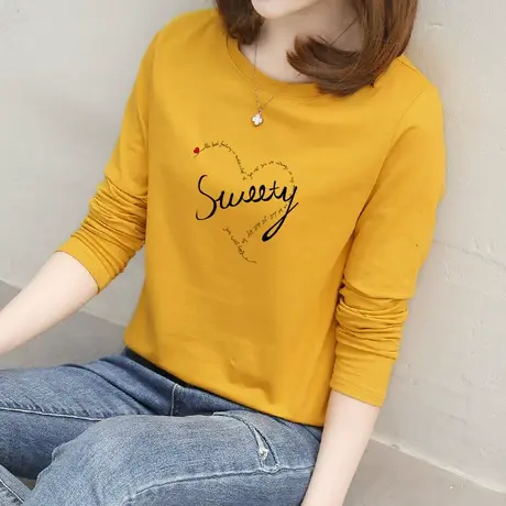 纯棉长袖t恤女装韩版宽松内搭打底衫春装2023新款百搭薄款上衣潮商品大图