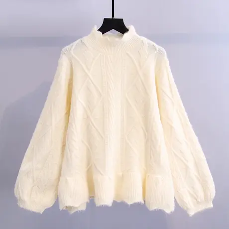 短款麻花高领毛衣女冬加厚2022年新款韩版宽松慵懒风打底针织上衣商品大图