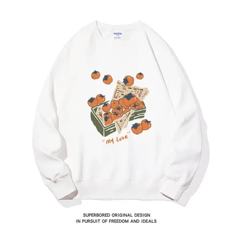 小众设计感柿子印花卫衣男秋冬季青少年圆领宽松休闲套头上衣商品大图