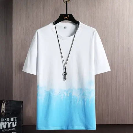 扎染渐变短袖t恤男款2023夏季潮牌ins学生帅气五分夏天半袖体恤衫商品大图