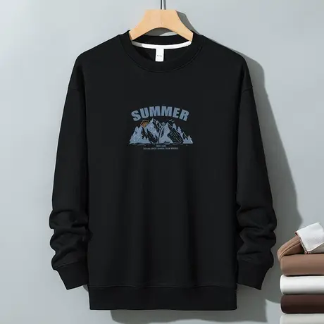 350g重磅男士卫衣秋冬款套头衫无帽上衣服摇粒绒加厚长袖t恤圆领商品大图