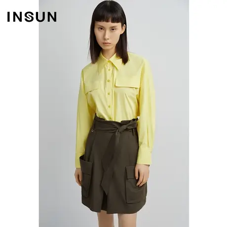 INSUN恩裳秋季弹力百搭纯棉衬衫图片