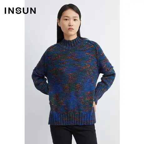 INSUN恩裳冬季晕染色彩慵懒风毛织衫商品大图