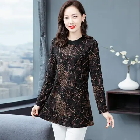 遮肚子打底衫女中长款秋冬洋气2023新款加绒加厚上衣大码内搭长袖图片