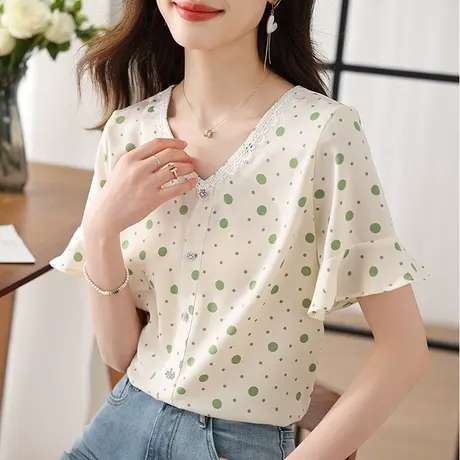短袖衬衫女夏款设计感小众2023新款雪纺衫甜辣法式独特别致小上衣商品大图