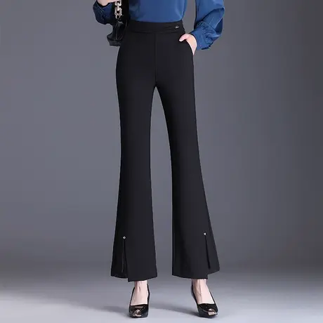 开叉微喇裤女2023秋季新款修身通勤西装长裤休闲裤显瘦气质喇叭裤商品大图