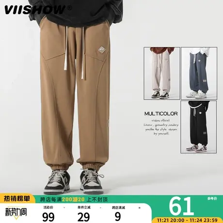 VIISHOW裤子男2023新款潮牌青少年美式休闲长裤春秋运动束脚卫裤商品大图