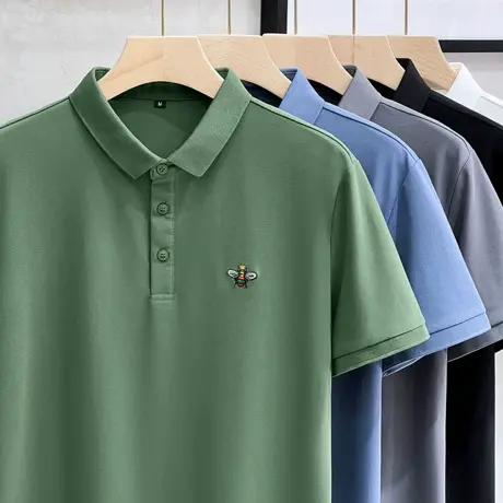 冰丝棉精致蜜蜂刺绣POLO衫男士短袖t恤翻领夏季022新款半袖潮保罗商品大图