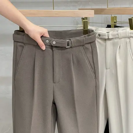 重磅仿毛呢加厚九分西装裤男休闲直筒22秋冬季韩版锥形小烟管长裤商品大图