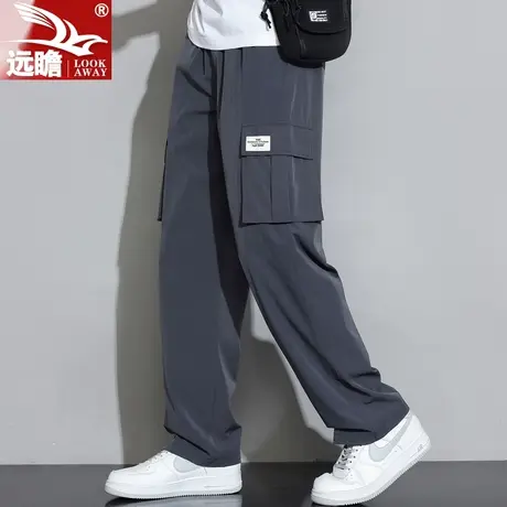 夏天冰丝休闲裤男夏季薄款男士宽松阔腿裤潮牌工装运动长裤子男款商品大图