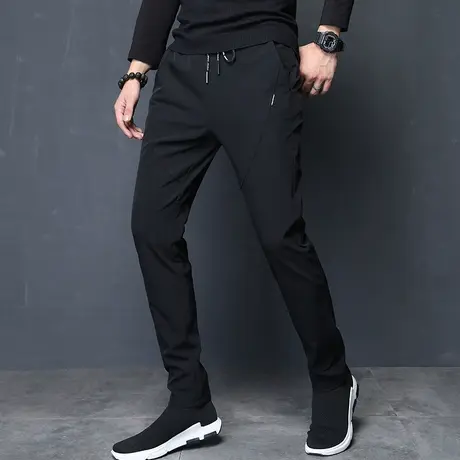 夏季薄款黑色男裤子运动裤休闲长裤男士松紧腰春秋款男装秋装秋季商品大图