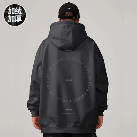 美式复古嘻哈大码卫衣男装ins纯棉重磅做旧高街外套加绒加厚春季图片