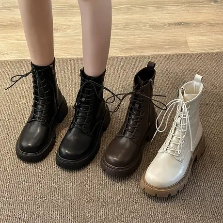 显瘦厚底马丁靴女2024夏季新款超火ins炸街机车靴英伦风短靴单靴图片