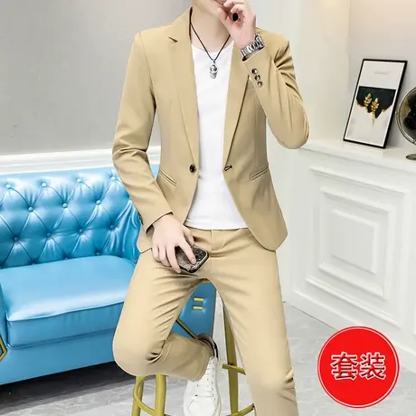 西服外套男士春秋季潮流搭配一套装时尚礼服发型师韩版帅气小西装商品大图