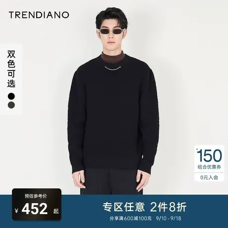 TRENDIANO官方男装冬季新款针织衫圆领长袖毛衣商品大图