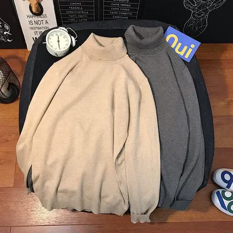 潮牌高领毛衣男秋冬季针织衫韩版情侣秋衣宽松内搭ins潮流打底衫图片