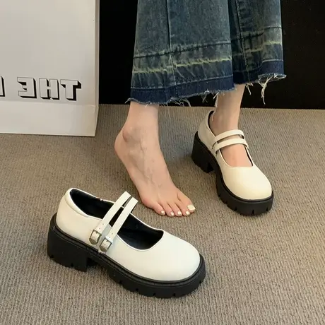 玛丽珍女鞋日系小皮鞋女款2024新款厚底乐福鞋春秋高跟鞋jk单鞋子图片