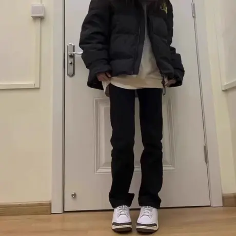 美式复古黑色牛仔裤女秋冬小个子高腰宽松直筒裤高街ins阔腿裤潮图片