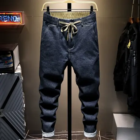 黑色高端品质牛仔裤男修身长裤子男夏季直筒弹力男士休闲裤男潮图片