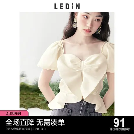 乐町爱心小上衣2023秋季新款雪纺衫女宽松设计感小众超仙上衣图片