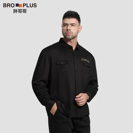 胖哥哥大码衬衣男长袖厚款加肥加大宽松高级设计感男士衬衫外套秋商品大图