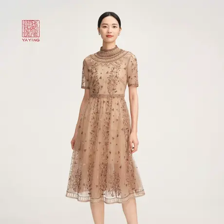 [重磅限量]EP雅莹高端系列 优雅刺绣宫廷风连衣裙 商场同款4633A图片