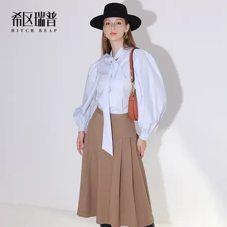 希区瑞普法式设计飘带领衬衫2023新款女秋季减龄百搭通勤长袖上衣商品大图