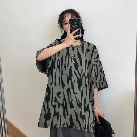 2023年春夏季新款大码情侣女装设计感小众上衣服宽松短袖t恤ins潮商品大图