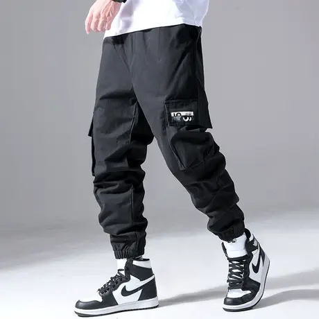 全棉耐磨外贸高品质休闲裤运动裤厚款大口袋束脚多袋纯棉工装裤潮商品大图