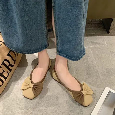 浅口甜美韩版气质单鞋女2023秋季新款蝴蝶结小香风百搭舒适软底鞋商品大图