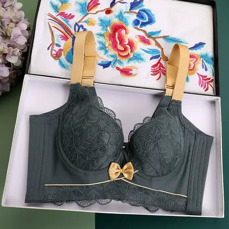 美容院新薄款文胸聚拢调整型无海绵文胸收副乳大码五排扣女士内衣商品大图
