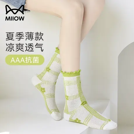 猫人花边袜子女设计感夏季薄款中筒洛丽塔长袜蕾丝无骨袜夏天棉袜商品大图
