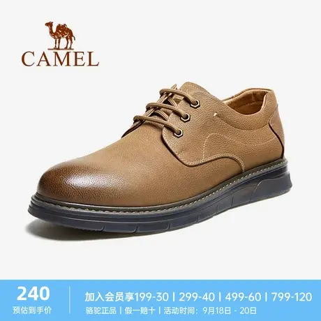 商场同款骆驼男鞋夏季低帮马丁靴男士真皮休闲皮鞋磨砂牛皮工装鞋商品大图