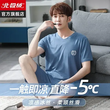 莫代尔睡衣男款夏季薄款冰丝短袖新款大码男春秋可外穿家居服套装商品大图