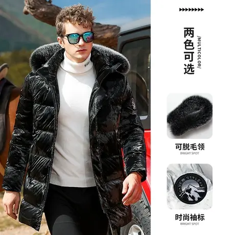 2023男女优质秋冬新款加厚毛领可脱卸帽防寒保暖时尚男式羽绒服图片