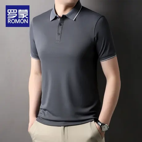罗蒙短袖男冰丝t恤商务百搭半袖夏季薄款2025新款男士翻领polo衫图片