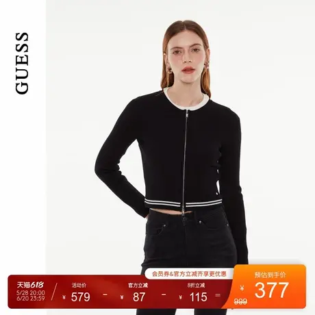 GUESS女士时尚百搭休闲风纯色拉链针织开衫-OO4S3698商品大图