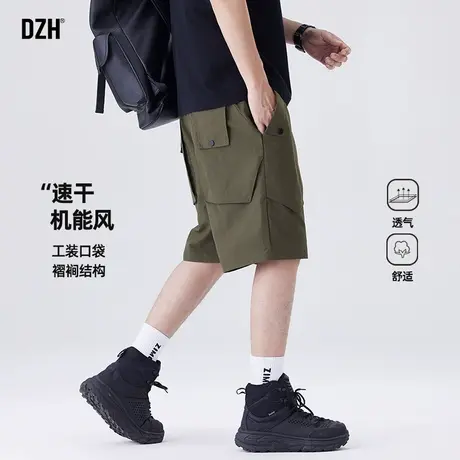 男士五分裤短裤男夏季2025新款机能风裤子速干裤男款军绿色工装裤商品大图