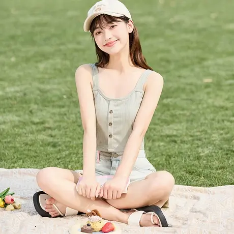 唐狮内搭美背无袖针织上衣纯色小吊带夏季新款打底背心女外穿图片
