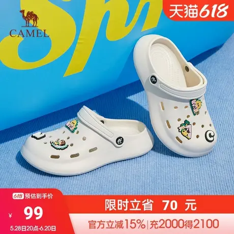 骆驼女鞋2024夏季新款增高厚底两穿凉鞋休闲拖鞋女外穿镂空洞洞鞋商品大图