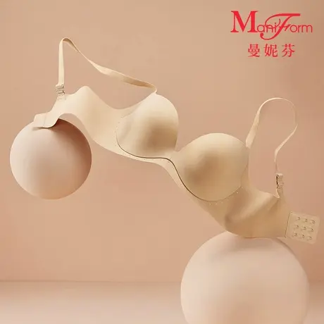 曼妮芬软钢圈内衣收副乳舒适透气性感聚拢文胸女士胸罩图片