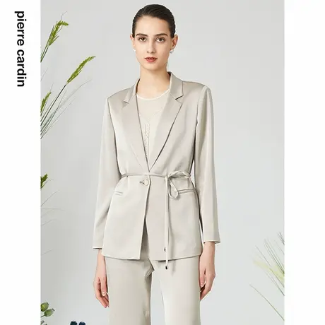 【皮尔卡丹女装】2024春季米色三醋酸法式西服上衣【专柜正品】图片