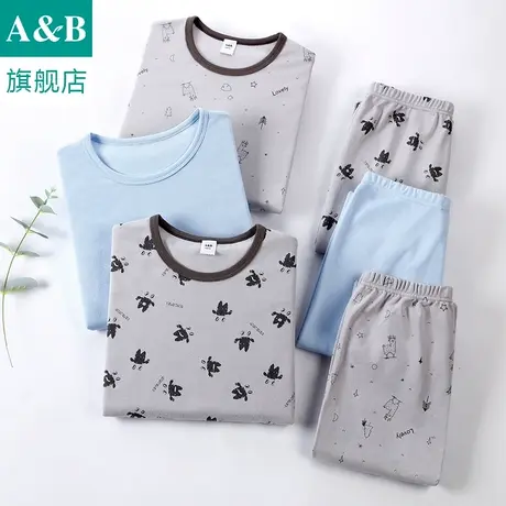 ab内衣男童保暖套装纯棉印花舒适透气儿童圆领宝宝秋衣秋裤Q515商品大图