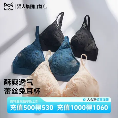 猫人内衣女兔耳杯聚拢蕾丝网纱透气夏季薄款防凸点法式性感文胸罩商品大图