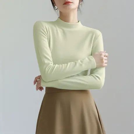 KV真维斯半高领打底衫女2025新款秋冬内搭加厚保暖长袖修身上衣女商品大图